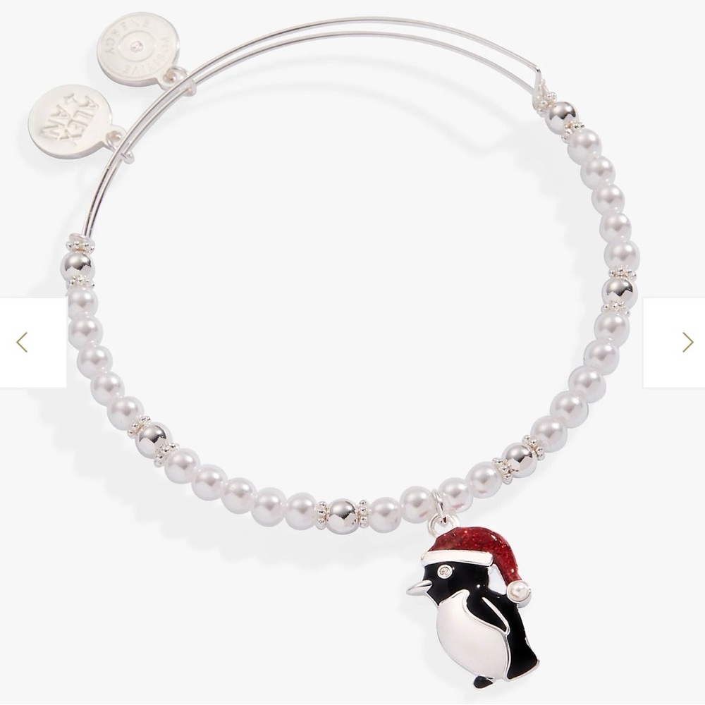 NWT Alex and Ani Penguin Beaded Charm Bangle Bracelet